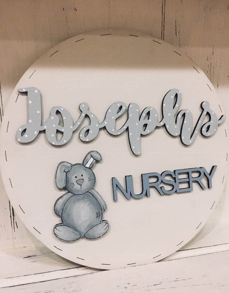 Personalised Round Name Sign Sm - Bunny 8538