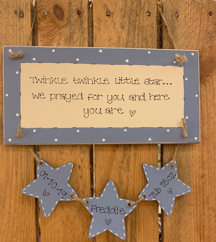 Personalised Long Plaque with 3 Stars 8718