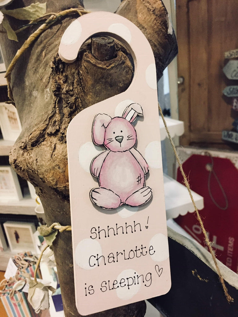Personalised Door Hanger - Bunny Pink 8540