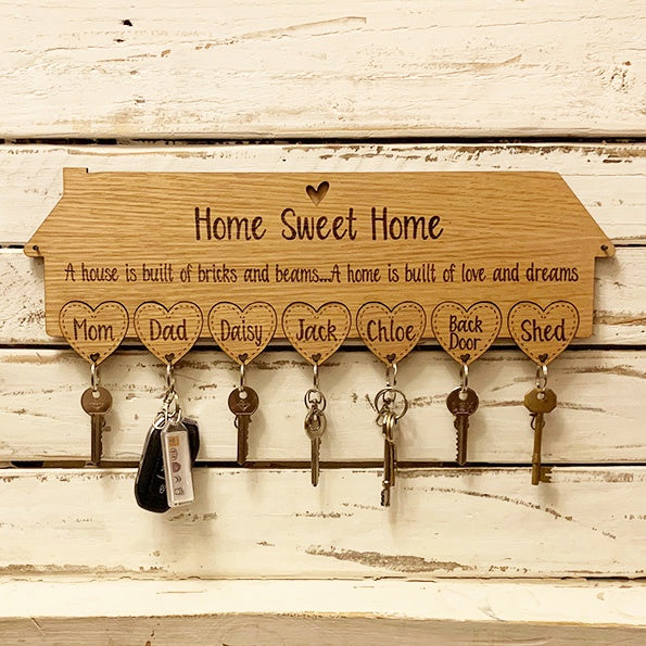Personalised House Keyring Holder - Hearts 9558