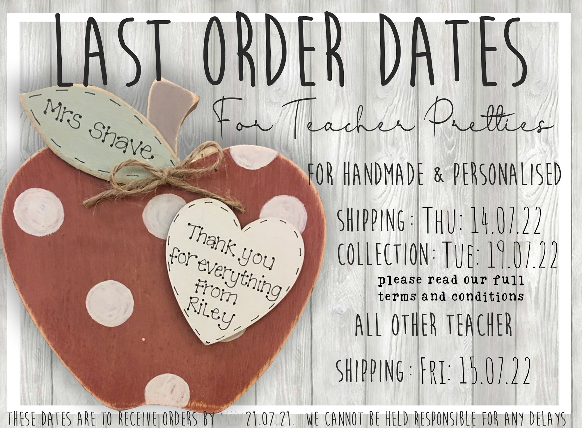 LAST ORDER ON TEACHER GIFTS