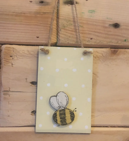 Bees & Daisies Mini Plaque - Bee/Lemon 11038