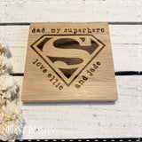 Personalised Coaster Sq Wooden - Superhero 14262