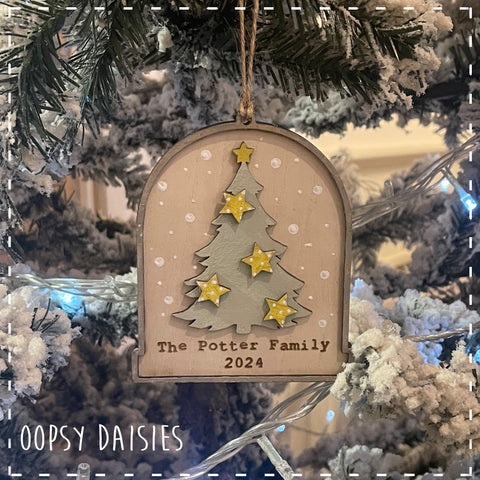 Personalised Christmas Snow Globe Plaque - Christmas Tree 14367