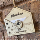 Personalised Christmas Wish List Envelope Tree Decoration 14369