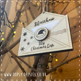 Personalised Christmas Wish List Envelope Tree Decoration 14369