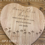 Heart Chopping Board with Daisies - Nanny's House 14457