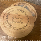 Personalised Cheese Board with Daisy Wreath 14458