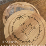 Personalised Cheese Board with Daisy Wreath 14458