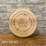 Personalised Cheese Board with Daisy Wreath 14458