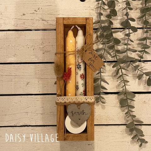 Hand Painted Floral Candle Gift Set 14474