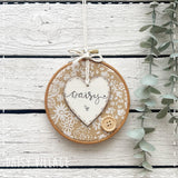 Embroidery Hoop - Personalised - with Mustard Flower 14485