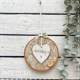 Embroidery Hoop - Personalised - with Mustard Flower 14485