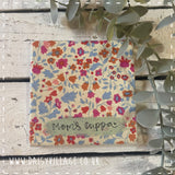 Coaster Ceramic Personalised - Pink/Orange Flowers 14504