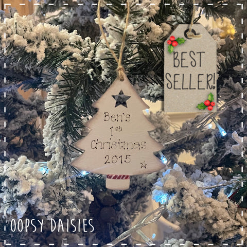 Personalised Wooden Christmas Tree Plaque - Cream 4039