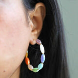 Colourful Glass Beaded Hoop Earrings 14389