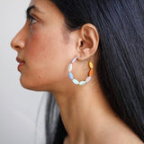 Colourful Glass Beaded Hoop Earrings 14389