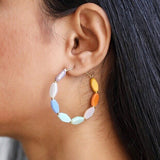 Colourful Glass Beaded Hoop Earrings 14389