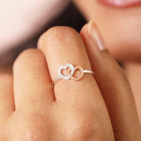 Sterling Silver Double Gemstone Heart Ring in Rose Gold L/XL 14394