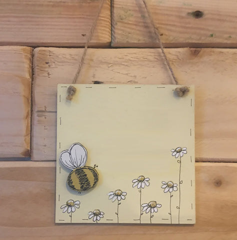 Bees & Daisies Mini Square Plaque - Bee & Daisies 8631
