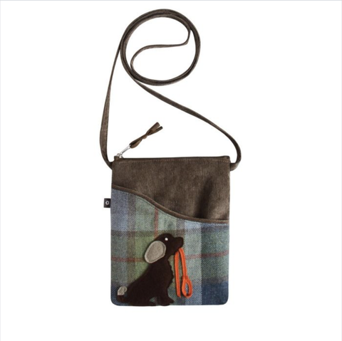 Tweed Applique Sling Bag - Brown Dog 14339