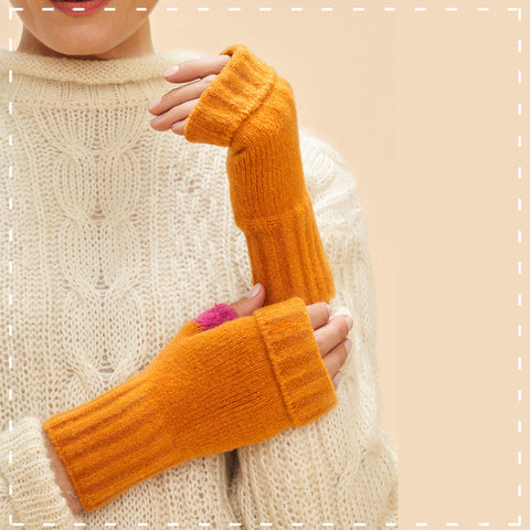 Powder Wrist Warmers - Cassia in Tangerine 14426