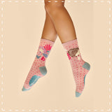 Powder Ankle Sock - Hedgehog Hunting in Leaves in Petal 14346