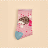 Powder Ankle Sock - Hedgehog Hunting in Leaves in Petal 14346