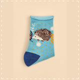 Powder Ankle Sock - Hedgehog Hunting in Leaves in Ice 14347