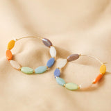 Colourful Glass Beaded Hoop Earrings 14389