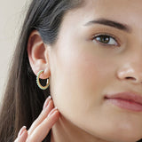 Stone Hoop Earrings in Gold in Green 14388