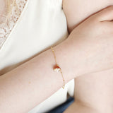 Pearl & Enamel Toadstool Bracelet on Satellite Chain 14392