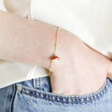 Pearl & Enamel Toadstool Bracelet on Satellite Chain 14392