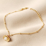 Pearl & Enamel Toadstool Bracelet on Satellite Chain 14392