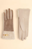 Powder Faux Suede Gloves - Audrey in Stone 14427