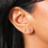 Sterling Silver Chain Star Stud Earrings in Gold 14390