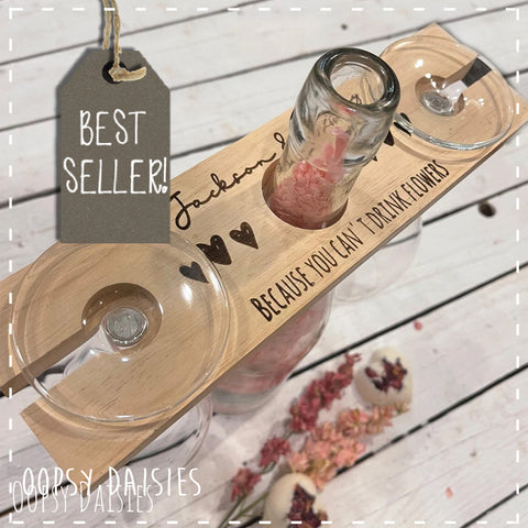 Personalised Two Wine Glass & Bottle Holder 13655