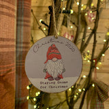 Wooden Gnome Bauble - Staying Gnome for Christmas 10811