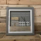 Daisy Village - Grey House in Md Box Frame 10824