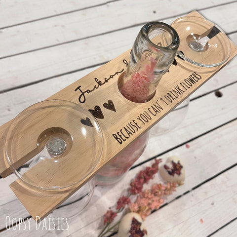 Personalised Two Wine Glass & Bottle Holder 13655