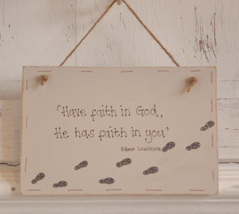 Md Sq Plaque with Footsteps - Have Faith in God 7756