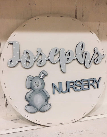 Personalised Round Name Sign Sm - Bunny 8538