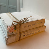 Wooden Stack of Books Lg with Lace - Mom Making Memories 12666