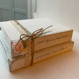 Wooden Stack of Books Lg with Lace - Your Life Your Story 12658