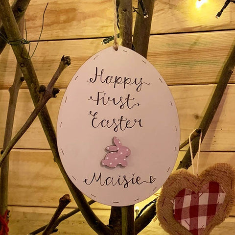 Easter Egg Plaque 15cm - with Bunny 9814
